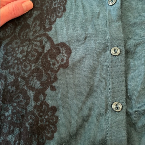 LOFT Lace Print Cardigan Sweater Size M - Picture 7 of 11